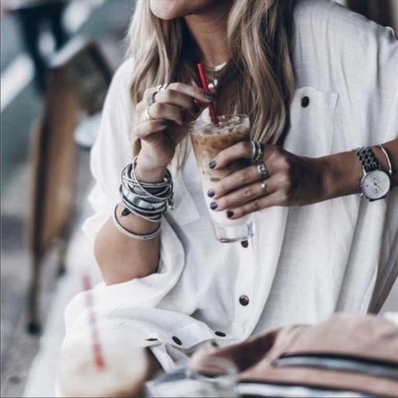 Bohemian White Shirt Dress Button Up Cotton Linen - Picture 4 of 9